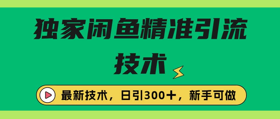 独家闲鱼引流技术，日引300＋实战玩法四海领钱-网创-知识付费-网创项目资源站-副业项目-创业项目-搞钱项目四海领钱