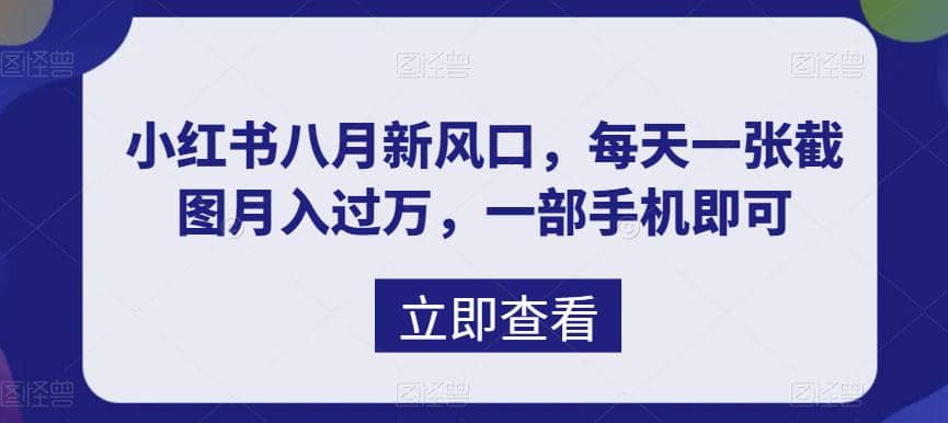 八月新风口，小红书虚拟项目一天收入1000+，实战揭秘四海领钱-网创-知识付费-网创项目资源站-副业项目-创业项目-搞钱项目四海领钱