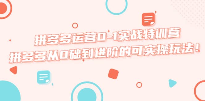 拼多多运营0-1实战特训营，拼多多从0础到进阶的可实操玩法四海领钱-网创-知识付费-网创项目资源站-副业项目-创业项目-搞钱项目四海领钱