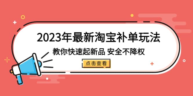 2023年最新淘宝补单玩法，教你快速起·新品，安全·不降权（18课时）四海领钱-网创-知识付费-网创项目资源站-副业项目-创业项目-搞钱项目四海领钱