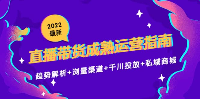 2022最新直播带货成熟运营指南：趋势解析+浏量渠道+千川投放+私域商城四海领钱-网创-知识付费-网创项目资源站-副业项目-创业项目-搞钱项目四海领钱