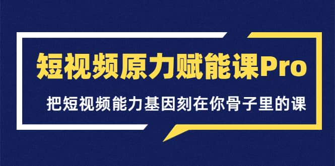 短视频原力赋能课Pro，把短视频能力基因刻在你骨子里的课（价值4999元）四海领钱-网创-知识付费-网创项目资源站-副业项目-创业项目-搞钱项目四海领钱