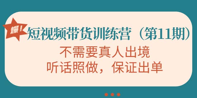 短视频带货训练营（第11期），不需要真人出境，听话照做，保证出单四海领钱-网创-知识付费-网创项目资源站-副业项目-创业项目-搞钱项目四海领钱