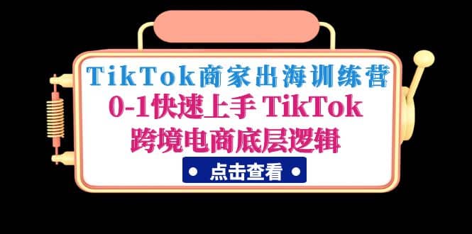 TikTok商家出海训练营：0-1快速上手 TikTok跨境电商底层逻辑(无水印)四海领钱-网创-知识付费-网创项目资源站-副业项目-创业项目-搞钱项目四海领钱