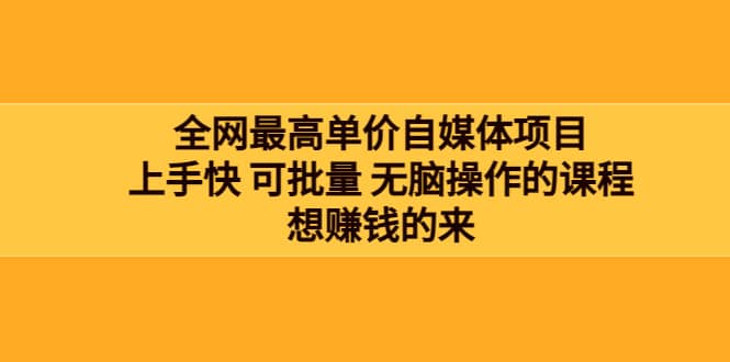 全网最单高价自媒体项目：上手快 可批量 无脑操作的课程，想赚钱的来四海领钱-网创-知识付费-网创项目资源站-副业项目-创业项目-搞钱项目四海领钱
