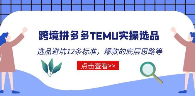 跨境拼多多TEMU实操选品运营方法，选品避坑12条标准，爆款的底层思路等四海领钱-网创-知识付费-网创项目资源站-副业项目-创业项目-搞钱项目四海领钱