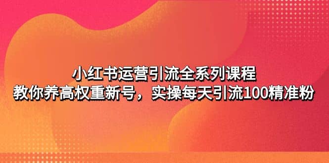 小红书运营引流全系列课程：教你养高权重新号四海领钱-网创-知识付费-网创项目资源站-副业项目-创业项目-搞钱项目四海领钱