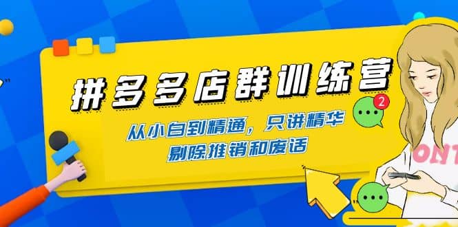 拼多多店群训练营：从小白到精通，只讲精华，剔除推销和废话四海领钱-网创-知识付费-网创项目资源站-副业项目-创业项目-搞钱项目四海领钱