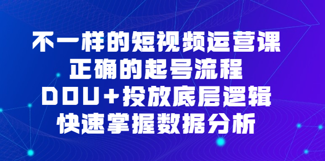 不一样的短视频运营课，正确的起号流程，DOU+投放底层逻辑，快速掌握数据分析四海领钱-网创-知识付费-网创项目资源站-副业项目-创业项目-搞钱项目四海领钱