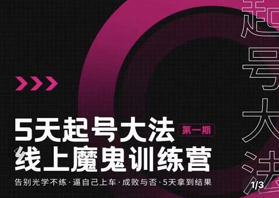 五天起号魔鬼训练营，告别光学不练，逼自己上车，成败与否，5天拿到结果四海领钱-网创-知识付费-网创项目资源站-副业项目-创业项目-搞钱项目四海领钱