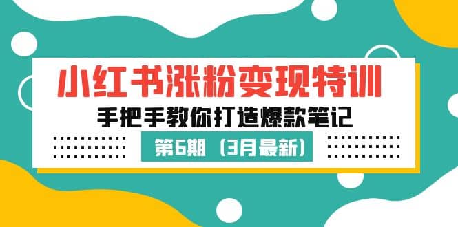 小红书涨粉变现特训·第6期，手把手教你打造爆款笔记（3月新课）四海领钱-网创-知识付费-网创项目资源站-副业项目-创业项目-搞钱项目四海领钱