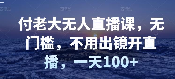 付老大无人直播课，无门槛，不用出镜开直播，一天100+四海领钱-网创-知识付费-网创项目资源站-副业项目-创业项目-搞钱项目四海领钱
