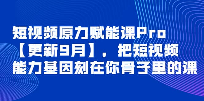 短视频原力赋能课Pro【更新9月】，把短视频能力基因刻在你骨子里的课四海领钱-网创-知识付费-网创项目资源站-副业项目-创业项目-搞钱项目四海领钱