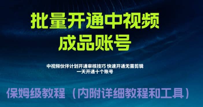 外面收费1980暴力开通中视频计划教程，附 快速通过中视频伙伴计划的办法四海领钱-网创-知识付费-网创项目资源站-副业项目-创业项目-搞钱项目四海领钱