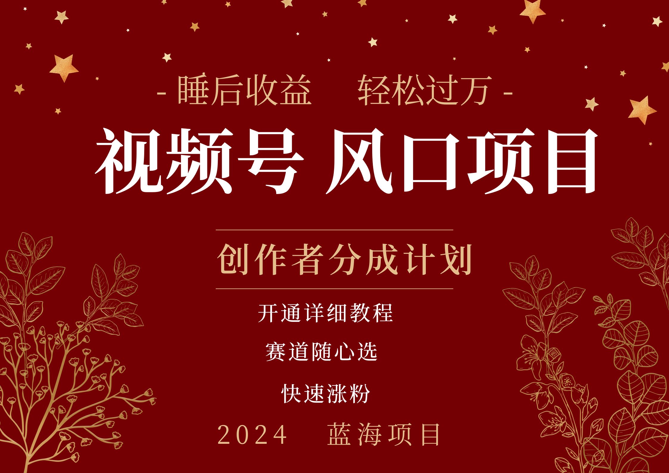 拥有睡眠收益的微信视频号大风口项目，轻松月入过万+，多赛道选择，可矩阵，玩法简单轻松上手四海领钱-网创-知识付费-网创项目资源站-副业项目-创业项目-搞钱项目四海领钱