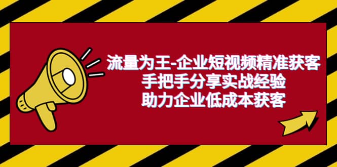 流量为王-企业 短视频精准获客，手把手分享实战经验，助力企业低成本获客四海领钱-网创-知识付费-网创项目资源站-副业项目-创业项目-搞钱项目四海领钱