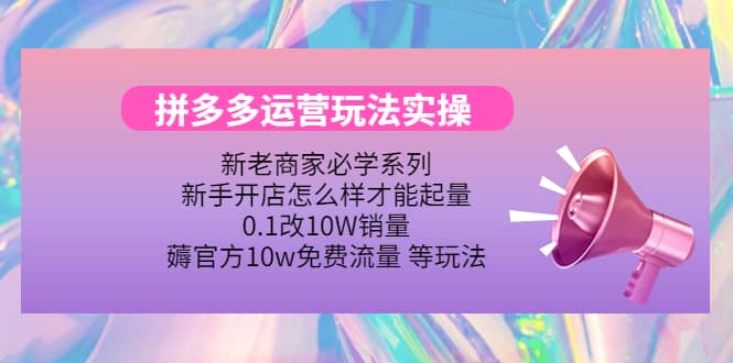 多多运营玩法实操四海领钱-网创-知识付费-网创项目资源站-副业项目-创业项目-搞钱项目四海领钱