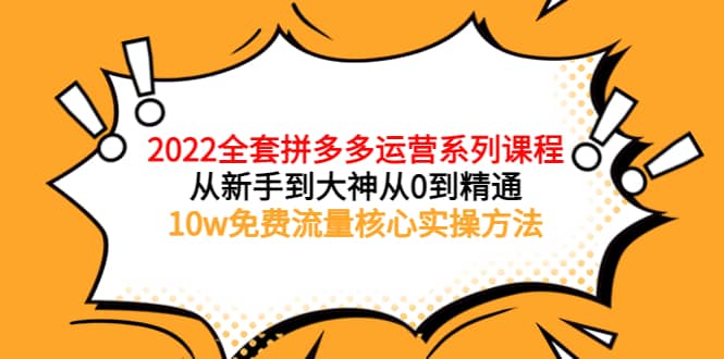 2022全套拼多多运营课程，从新手到大神从0到精通，10w免费流量核心实操方法四海领钱-网创-知识付费-网创项目资源站-副业项目-创业项目-搞钱项目四海领钱