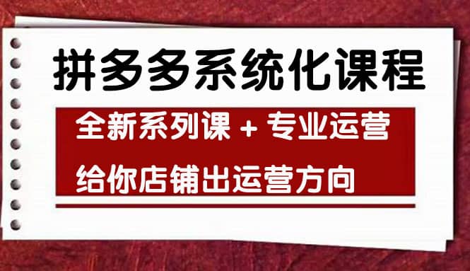 车神陪跑，拼多多系统化课程，全新系列课+专业运营给你店铺出运营方向四海领钱-网创-知识付费-网创项目资源站-副业项目-创业项目-搞钱项目四海领钱