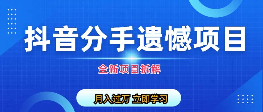 自媒体抖音分手遗憾项目私域项目拆解四海领钱-网创-知识付费-网创项目资源站-副业项目-创业项目-搞钱项目四海领钱