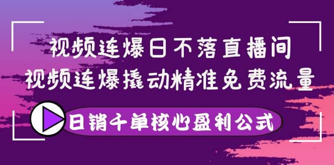 视频连爆日不落直播间，视频连爆撬动精准免费流量，日销千单核心盈利公式四海领钱-网创-知识付费-网创项目资源站-副业项目-创业项目-搞钱项目四海领钱