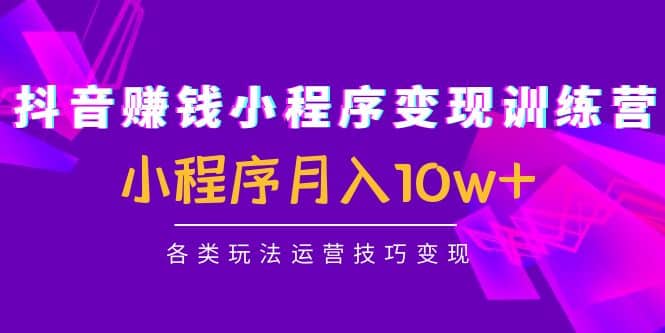 抖音小程序变现训练营：小程序各类玩法运营技巧变现四海领钱-网创-知识付费-网创项目资源站-副业项目-创业项目-搞钱项目四海领钱