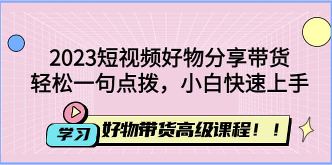 2023短视频好物分享带货，好物带货高级课程，轻松一句点拨，小白快速上手四海领钱-网创-知识付费-网创项目资源站-副业项目-创业项目-搞钱项目四海领钱