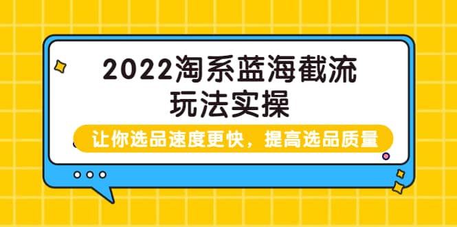 2022淘系蓝海截流玩法实操：让你选品速度更快，提高选品质量（价值599）四海领钱-网创-知识付费-网创项目资源站-副业项目-创业项目-搞钱项目四海领钱