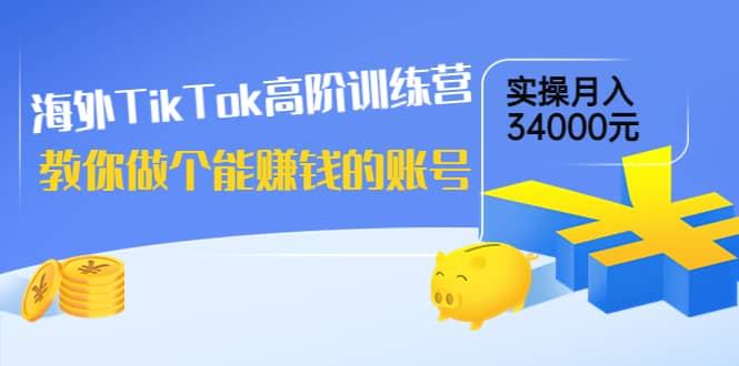 海外TikTok高阶训练营：教你做个能赚钱的账号，实操月入34000元！四海领钱-网创-知识付费-网创项目资源站-副业项目-创业项目-搞钱项目四海领钱