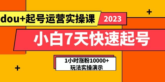 小白7天快速起号：dou+起号运营实操课，实战1小时涨粉10000+玩法演示四海领钱-网创-知识付费-网创项目资源站-副业项目-创业项目-搞钱项目四海领钱