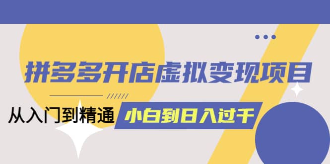 拼多多开店虚拟变现项目：入门到精通 从小白到日入1000（完整版）4月10更新四海领钱-网创-知识付费-网创项目资源站-副业项目-创业项目-搞钱项目四海领钱