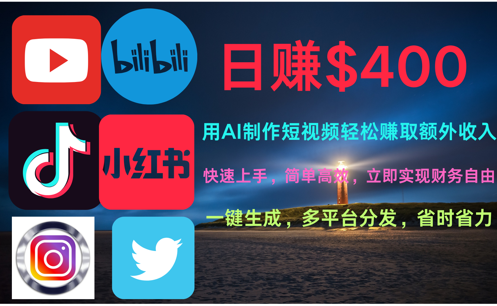 玩转全网视频平台，创造视频就能轻松赚取每天400美金四海领钱-网创-知识付费-网创项目资源站-副业项目-创业项目-搞钱项目四海领钱