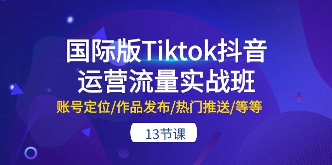 国际版Tiktok抖音运营流量实战班：账号定位/作品发布/热门推送/等等-13节四海领钱-网创-知识付费-网创项目资源站-副业项目-创业项目-搞钱项目四海领钱