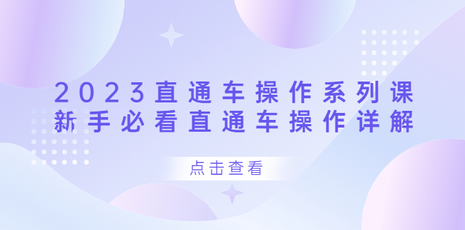 2023直通车操作 系列课，新手必看直通车操作详解四海领钱-网创-知识付费-网创项目资源站-副业项目-创业项目-搞钱项目四海领钱