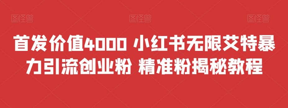 首发价值4000 小红书无限艾特暴力引流创业粉 精准粉揭秘教程四海领钱-网创-知识付费-网创项目资源站-副业项目-创业项目-搞钱项目四海领钱