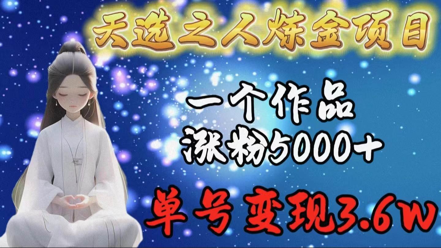 天选之人炼金项目，一个作品涨粉5000+，单号变现3.6w四海领钱-网创-知识付费-网创项目资源站-副业项目-创业项目-搞钱项目四海领钱
