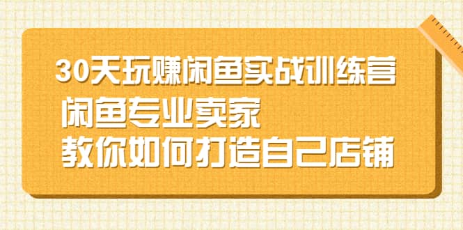 30天玩赚闲鱼实战训练营，闲鱼专业卖家教你如何打造自己店铺四海领钱-网创-知识付费-网创项目资源站-副业项目-创业项目-搞钱项目四海领钱