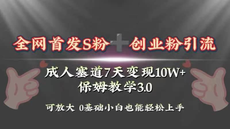全网首发s粉加创业粉引流变现，成人用品赛道7天变现10w+保姆教学3.0四海领钱-网创-知识付费-网创项目资源站-副业项目-创业项目-搞钱项目四海领钱