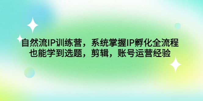 自然流IP训练营，系统掌握IP孵化全流程，也能学到选题，剪辑，账号运营经验四海领钱-网创-知识付费-网创项目资源站-副业项目-创业项目-搞钱项目四海领钱