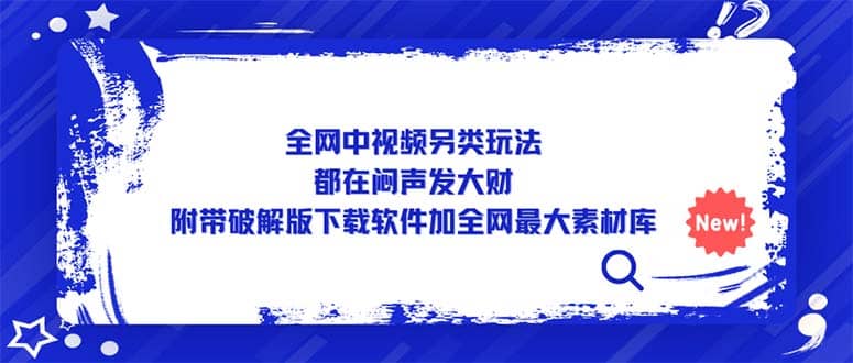 全网中视频另类玩法，都在闷声发大财，附带下载软件加全网最大素材库四海领钱-网创-知识付费-网创项目资源站-副业项目-创业项目-搞钱项目四海领钱