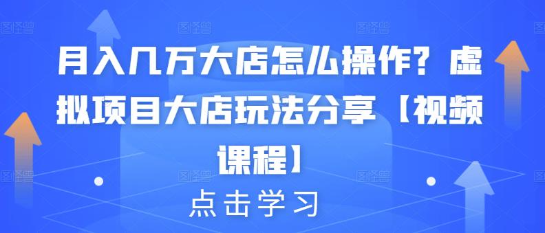 月入几万大店怎么操作？虚拟项目大店玩法分享【视频课程】四海领钱-网创-知识付费-网创项目资源站-副业项目-创业项目-搞钱项目四海领钱