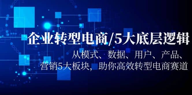 企业转型电商/5大底层逻辑，从模式 数据 用户 产品 营销5大板块，高效转型四海领钱-网创-知识付费-网创项目资源站-副业项目-创业项目-搞钱项目四海领钱
