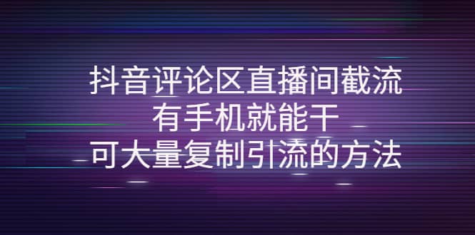 抖音评论区直播间截流，有手机就能干，可大量复制引流的方法四海领钱-网创-知识付费-网创项目资源站-副业项目-创业项目-搞钱项目四海领钱