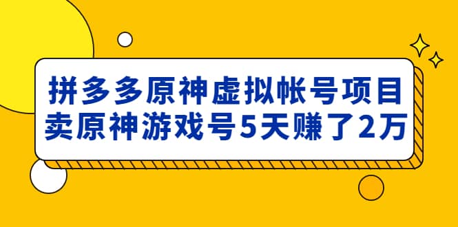 外面卖2980的拼多多原神虚拟帐号项目四海领钱-网创-知识付费-网创项目资源站-副业项目-创业项目-搞钱项目四海领钱