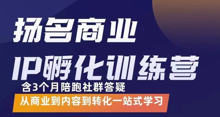 杨名商业IP孵化训练营，从商业到内容到转化一站式学 价值5980元四海领钱-网创-知识付费-网创项目资源站-副业项目-创业项目-搞钱项目四海领钱
