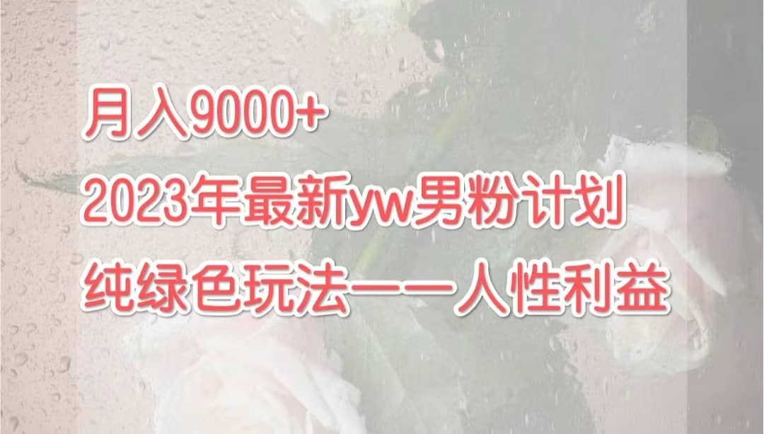 月入9000+2023年9月最新yw男粉计划绿色玩法——人性之利益四海领钱-网创-知识付费-网创项目资源站-副业项目-创业项目-搞钱项目四海领钱