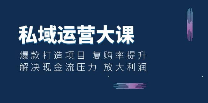 私域运营大课：爆款打造项目 复购率提升 解决现金流压力 放大利润四海领钱-网创-知识付费-网创项目资源站-副业项目-创业项目-搞钱项目四海领钱