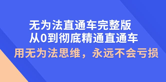 无为法直通车完整版：从0到彻底精通直通车，用无为法思维，永远不会亏损四海领钱-网创-知识付费-网创项目资源站-副业项目-创业项目-搞钱项目四海领钱