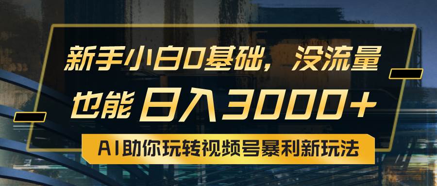 小白0基础，没流量也能日入3000+：AI助你玩转视频号暴利新玩法四海领钱-网创-知识付费-网创项目资源站-副业项目-创业项目-搞钱项目四海领钱