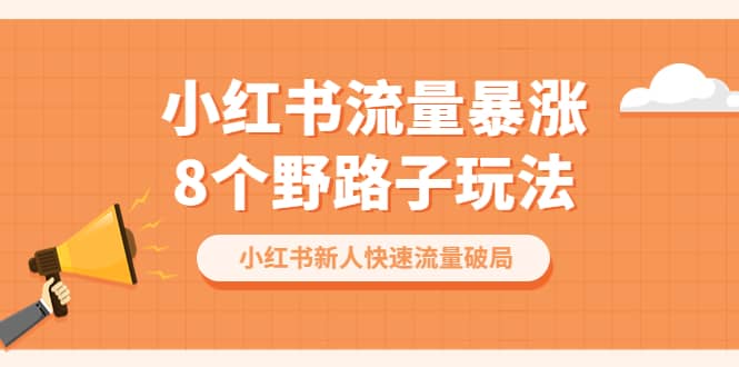 小红书流量-暴涨8个野路子玩法：小红书新人快速流量破局（8节课）四海领钱-网创-知识付费-网创项目资源站-副业项目-创业项目-搞钱项目四海领钱